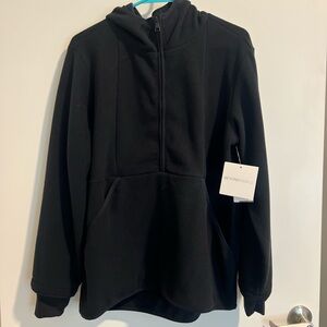Beyond Yoga Midnight Black Fleece Half Zip Hoodie